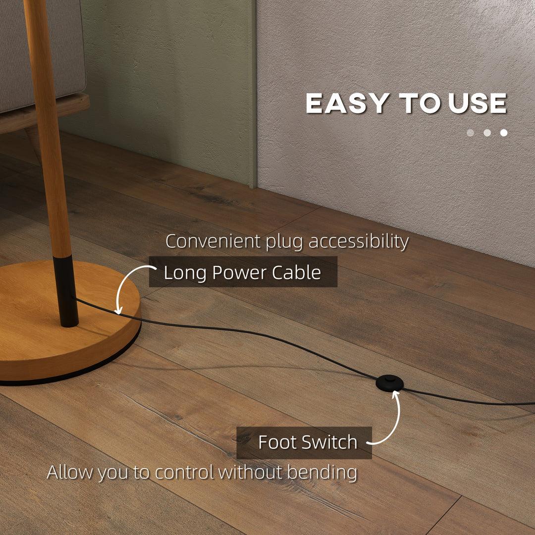 Metal Frame Floor Lamp with 350 Degree Rotating Lampshade, for Living Room and Bedroom, LED Bulb Included, Brown