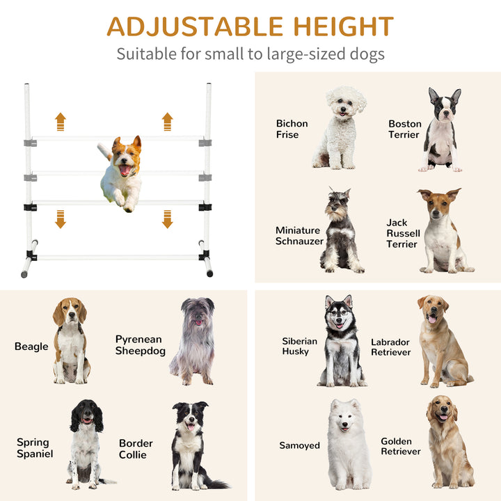 4 Pieces Dog Agility Training Equipment, Adjustable Height Jumps Hurdle with Carrying Bag for Outdoor, White