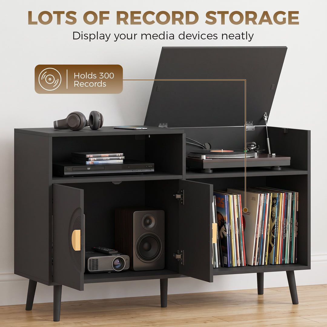 Record Player Stand, Vinyl Record Holder with Storage Holds Up to 300 - view 4