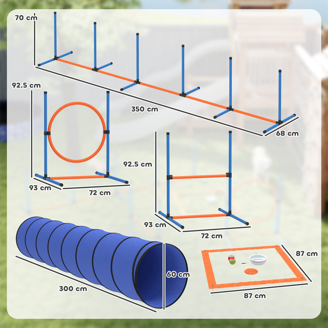 Dog Agility Equipment, 8PCS Agility Training Set with Tunnel, Weave Po