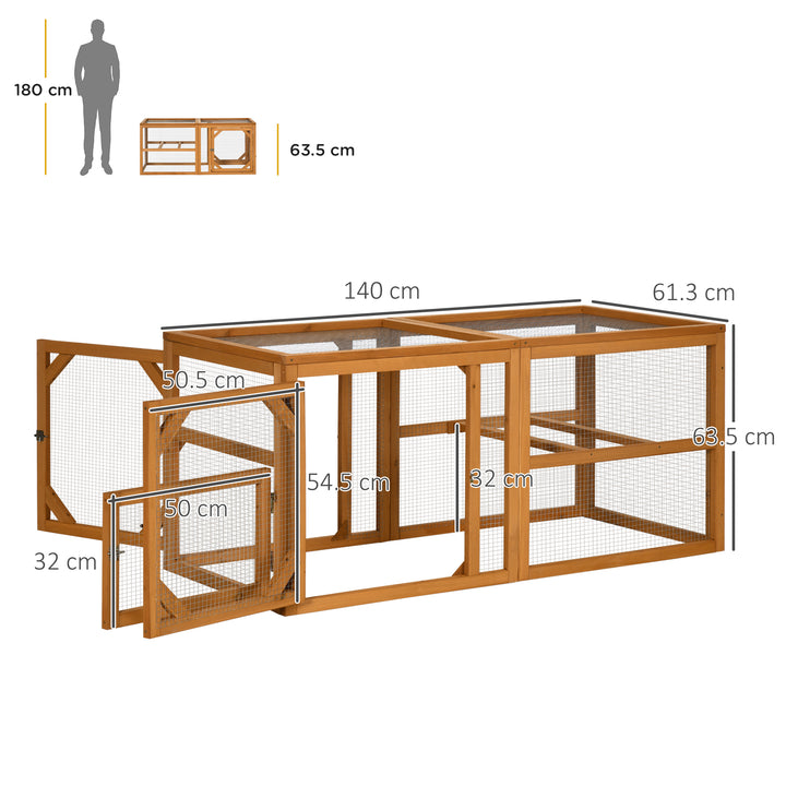 PawHut Wooden Chicken Coop with Perches, Doors, Combinable Design, for 2