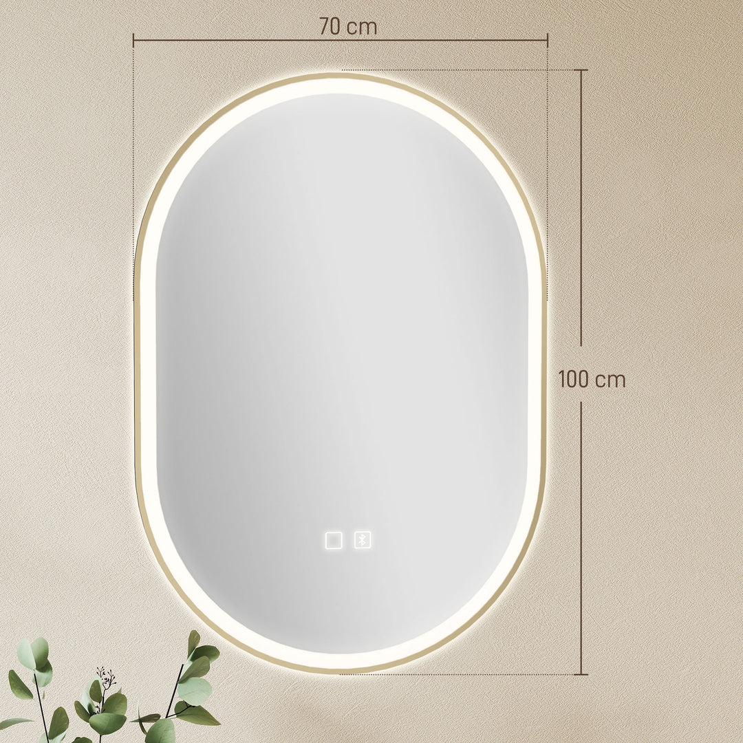 Bathroom Mirror with LED Lights, 100x70cm Oval Bathroom Mirror - view 3
