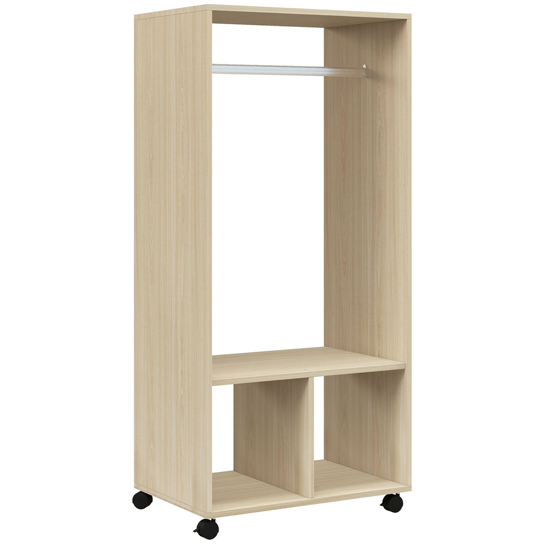 Open Wardrobe on Wheels, Bedroom Wardrobe with Clothes Hanging Rail, 2