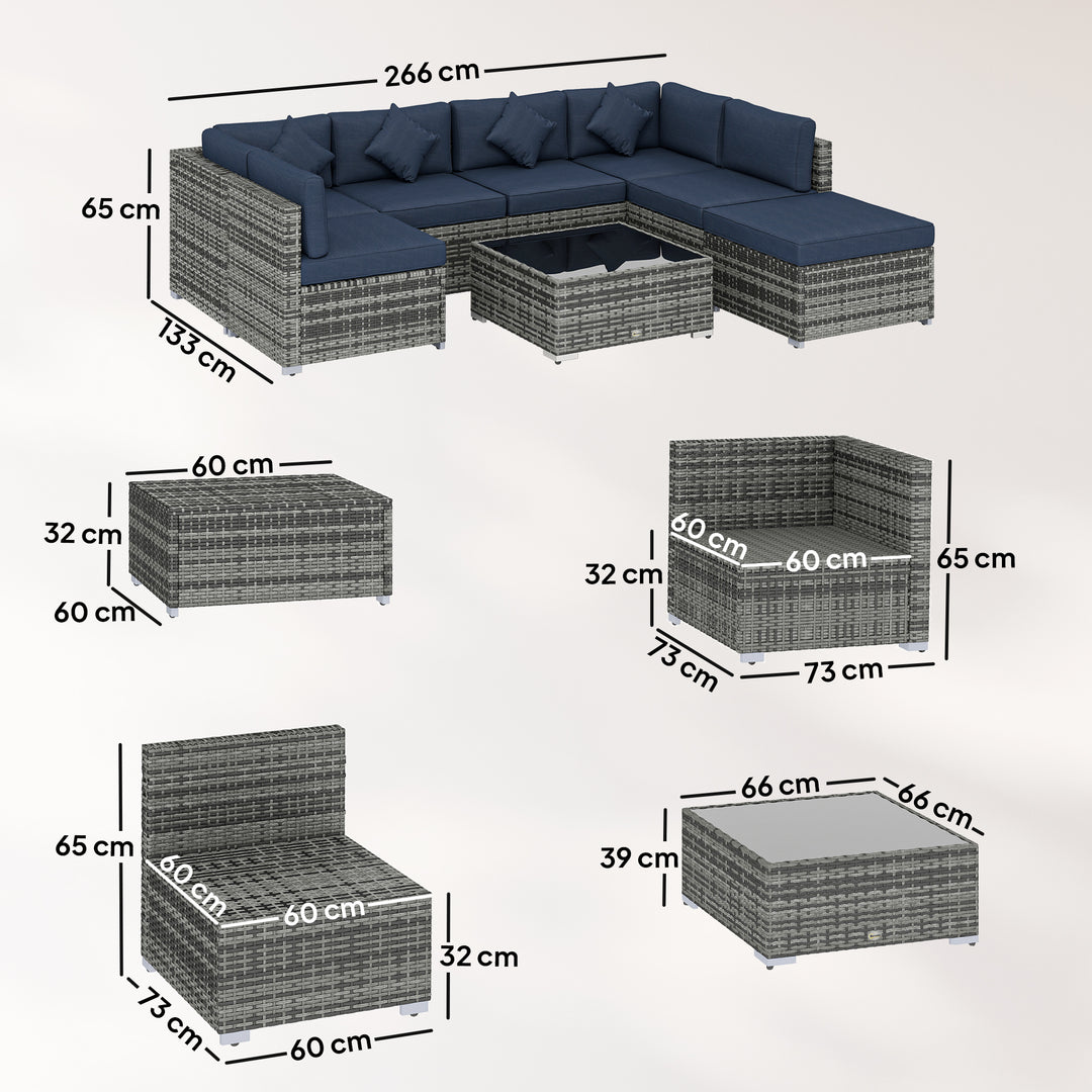 8 Pieces PE Rattan Corner Sofa Set, Outdoor Garden Furniture Set, Pati