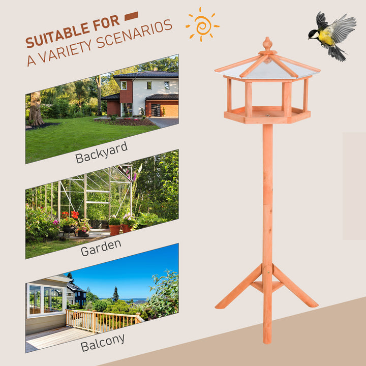 Wooden Bird Table Free Standing Feeder Garden Sheltered Feeding Station Parrot Stand Birdhouse Φ40x113cm