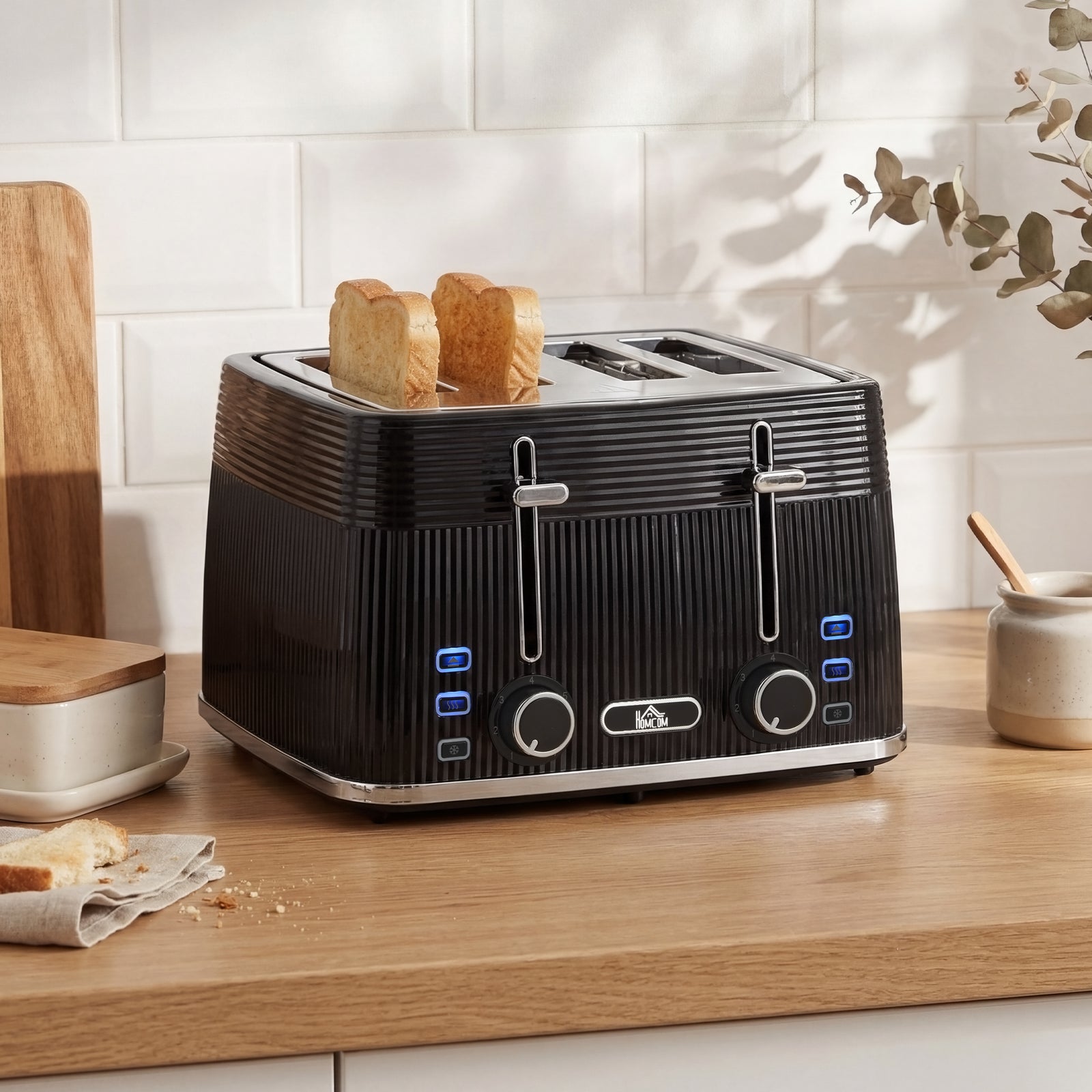 4 Slice Toaster with 7 Browning Levels, Bread Toaster with Removable C