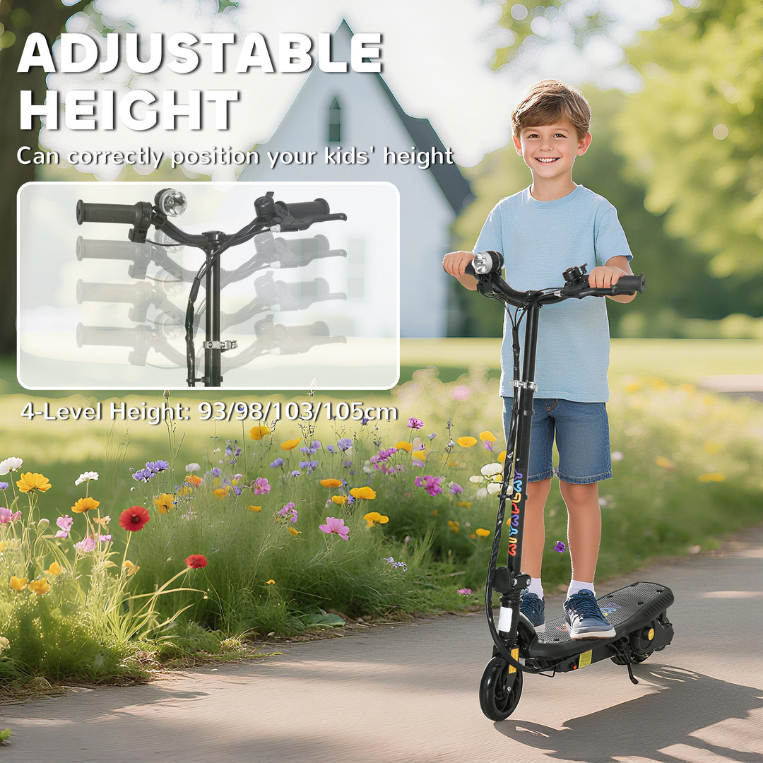 MCL Foldable Electric Scooter, with LED Headlights, for Ages 7-14 Years, Black