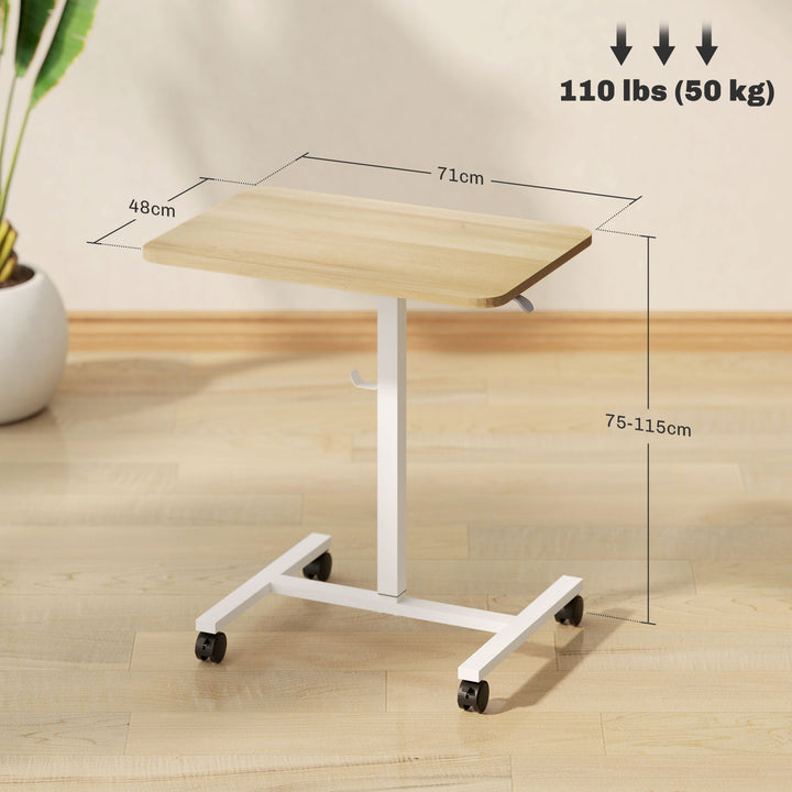 75-115cm Manual Adjustable Sit-To-Stand Desk - White/Wood-Effect