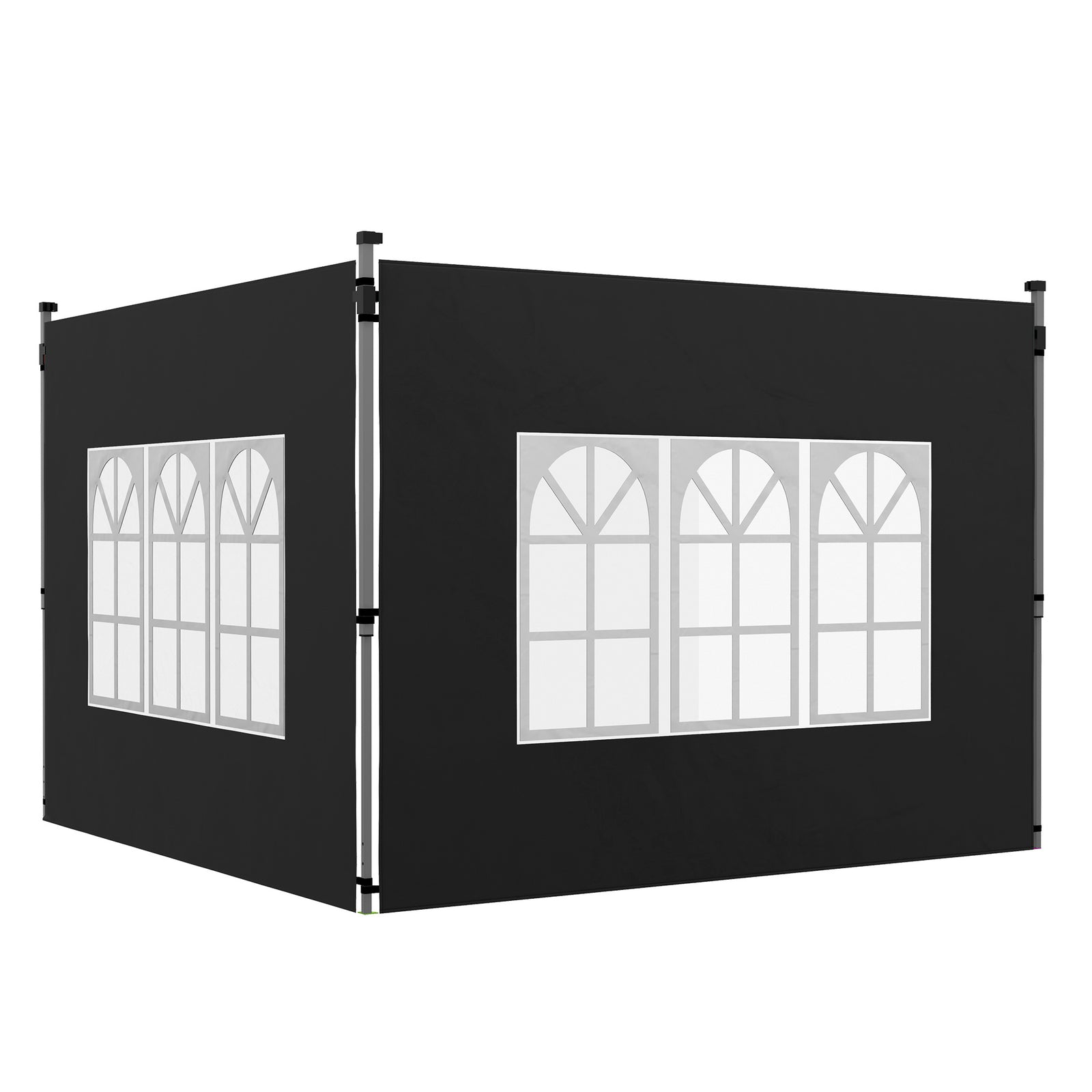 Gazebo Side Panels, Sides Replacement with Window for 3x3(m) or 3x4m Pop Up Gazebo, 2 Pack, Black