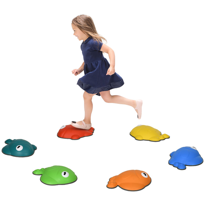 AIYAPLAY 6 Pcs Balance Stepping Stones Kids for Sensory with Non-slip Edge, Stackable Outdoor Indoor Obstacle Course | Aosom UK