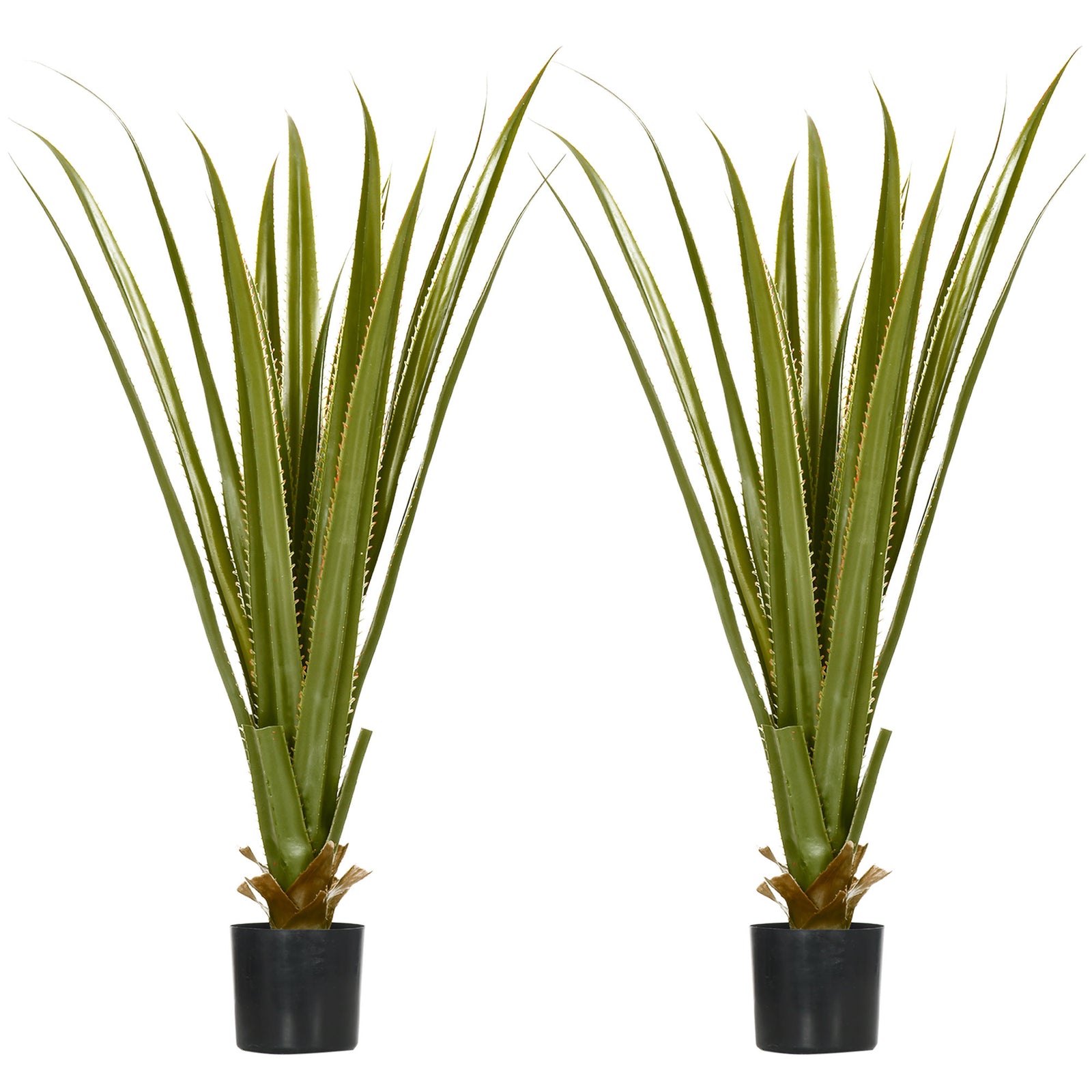 Set of 2 Artificial Plants Agave Succulent in Pot Desk Fake Plants for Home Indoor Outdoor Decor, 15x15x90cm, Green