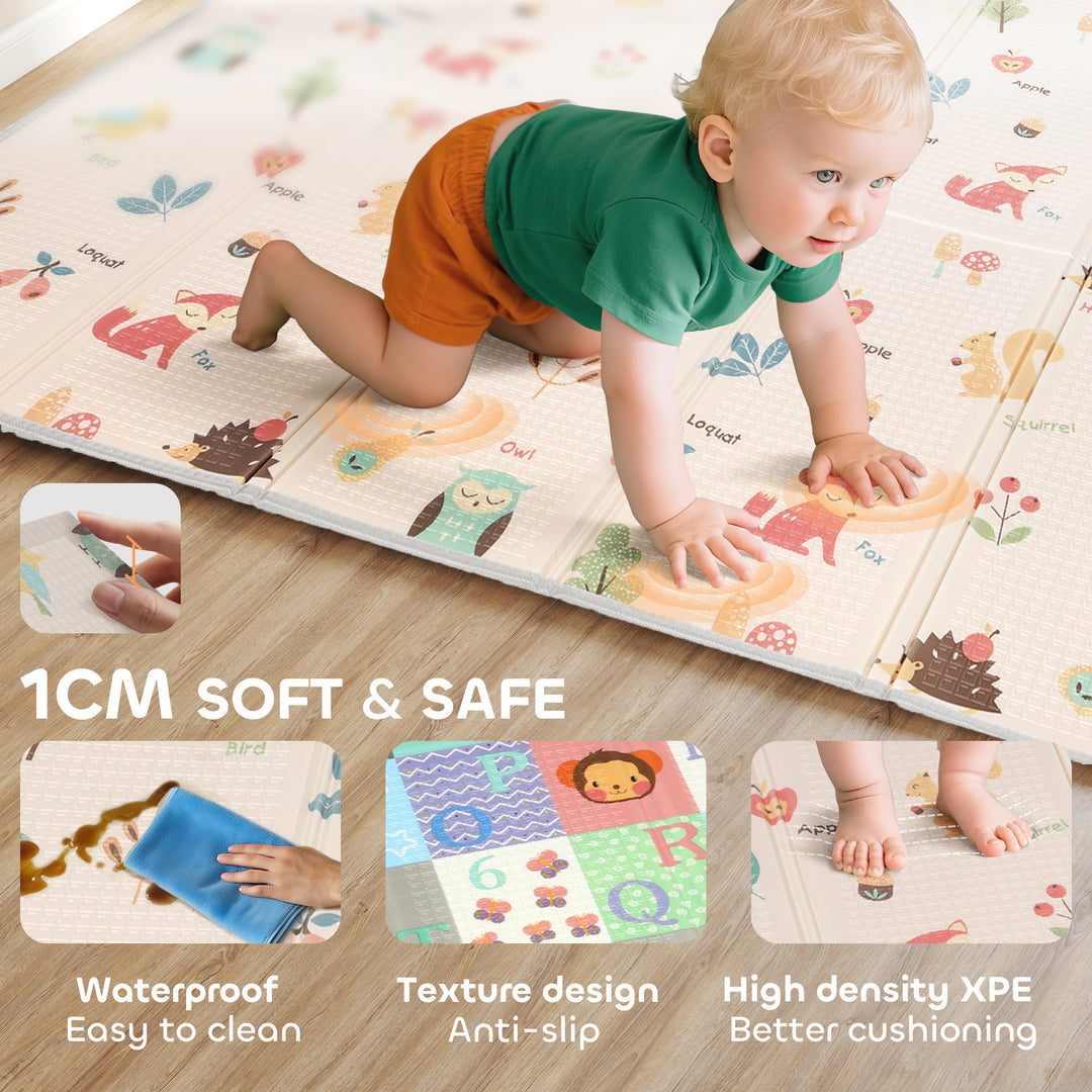 MCL Foldable Baby Play Mat Double-Sided, Reversible Foam Soft Crawling Mat for Toddlers, for Bedroom, Nursery and Playroom
