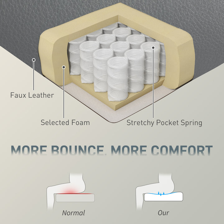 MCL Big and Tall Office Chair 180kg with Spring Cushion, PU Leather - Grey