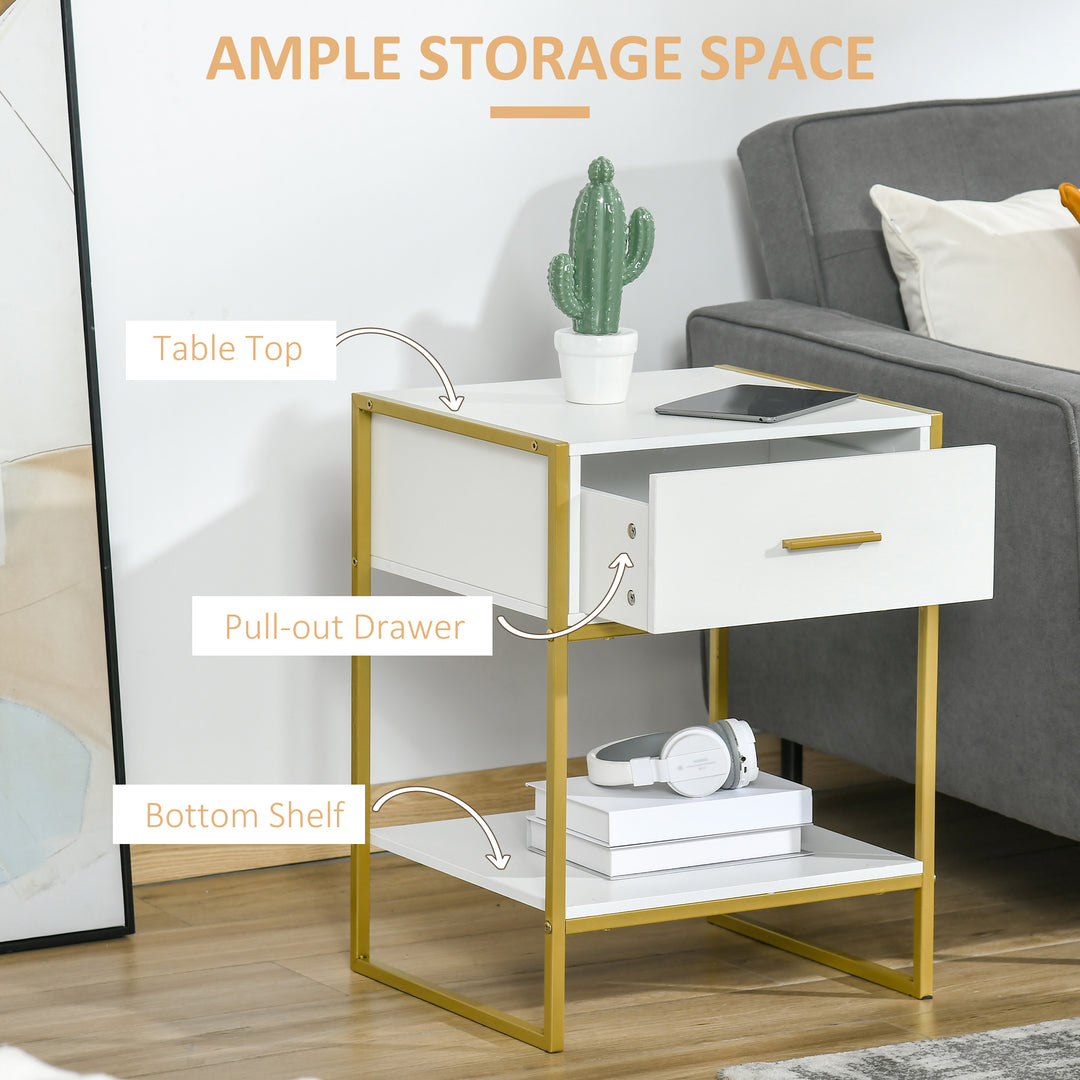 Modern Bedside Table - White