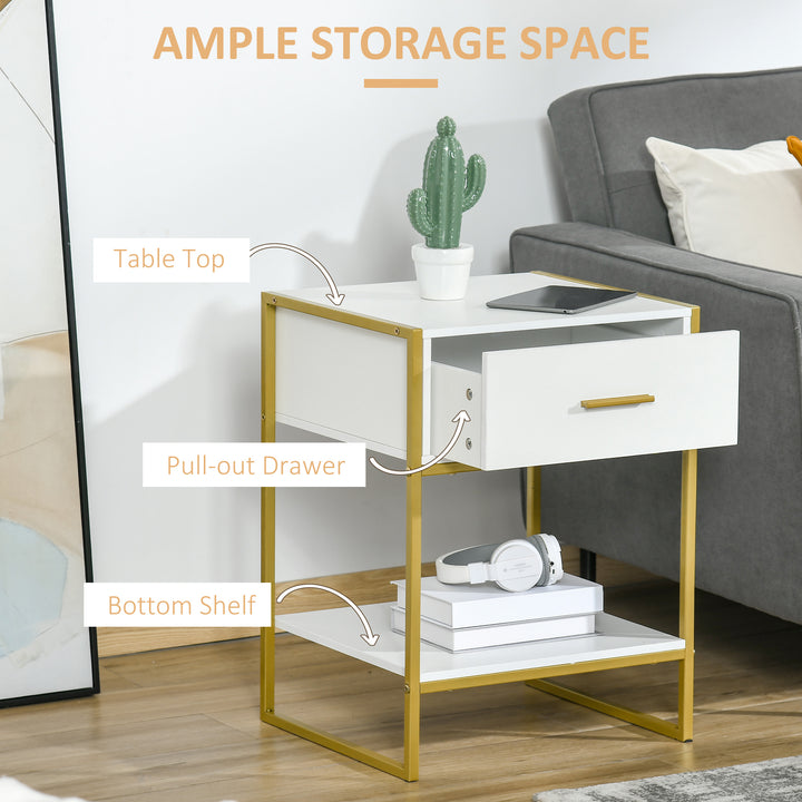Modern Bedside Table - White