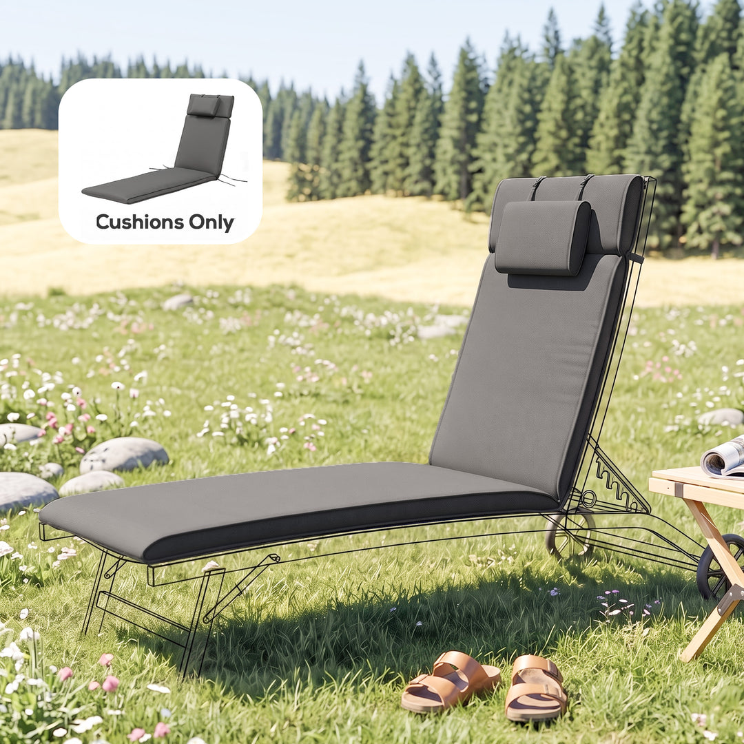 Garden Sun Lounger Cushion Replacement Soft Sunbed Reclining Chair Rel