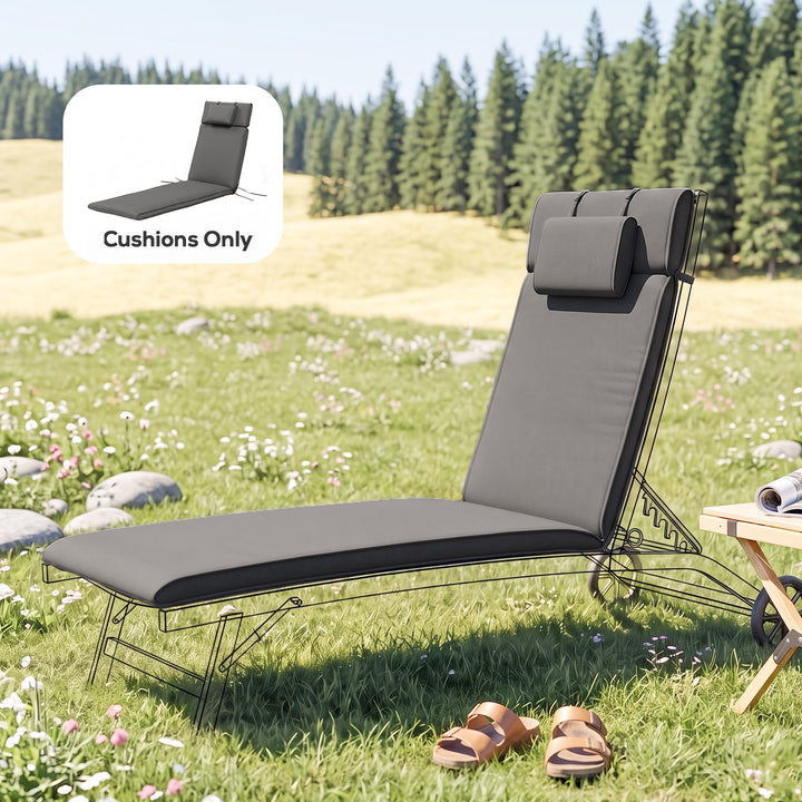 Garden Sun Lounger Cushion Replacement Soft Sunbed Reclining Chair Rel
