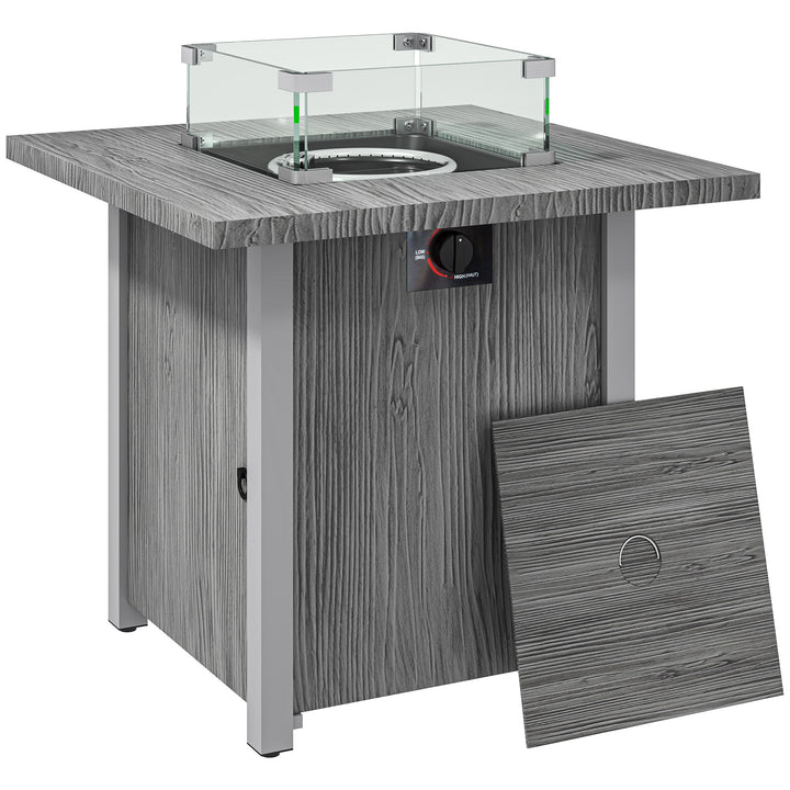 50,000 BTU Gas Fire Pit Table, with Cover - Dark Grey
