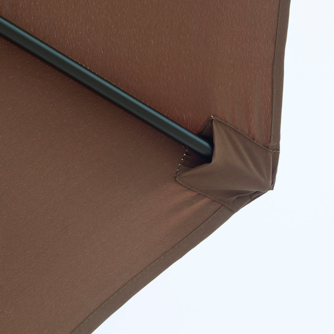 3(m) Tilting Parasol Garden Umbrellas, Outdoor Sun Shade with 8 Ribs, Tilt and Crank Handle for Balcony, Bench, Garden, Coffee