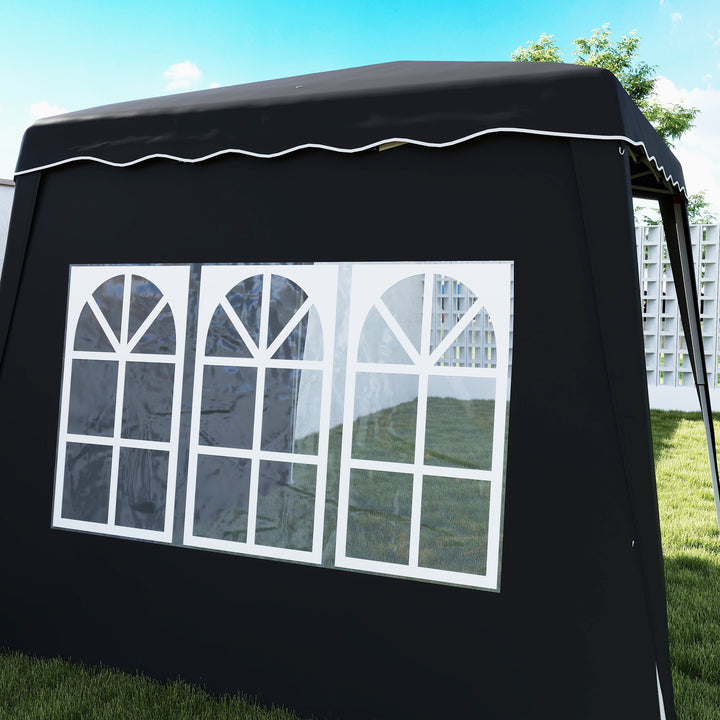 2.4 x 2.4m Two Wall Pop Up Gazebo - Black