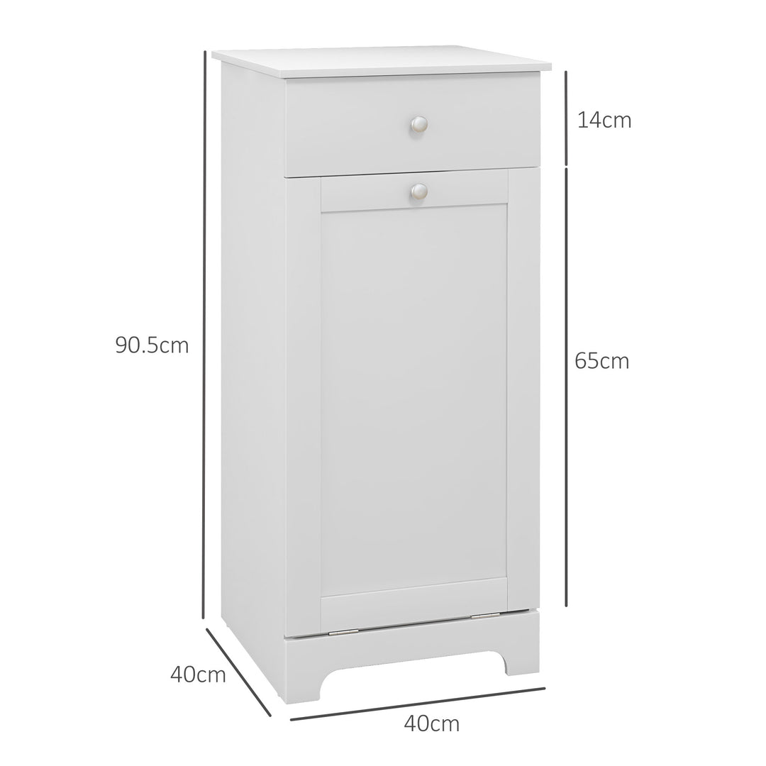 HOMCOM Bathroom Cabinet with Laundry Basket, Bathroom Storage Unit with Foldable Laundry Hamper and Drawer for Washroom, White