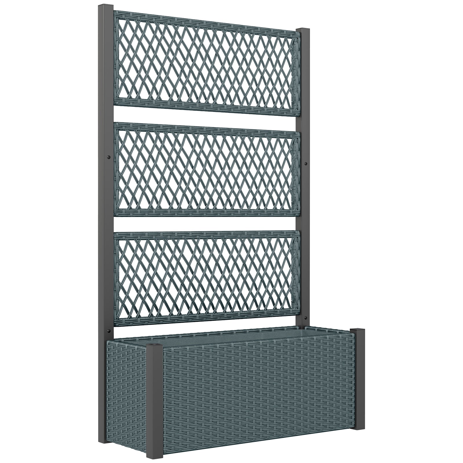 Garden Planter Box with Trellis, Liner for Climbing Plants, Vegetables, Flowers, 90 x 35 x 148 cm, Charcoal Grey