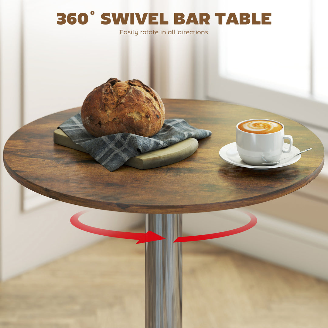 MCL Round Bar Table, 360 Degree Swivel Counter Pub Table with Adjustable Height, for Kitchen, Cafe, Rustic Brown