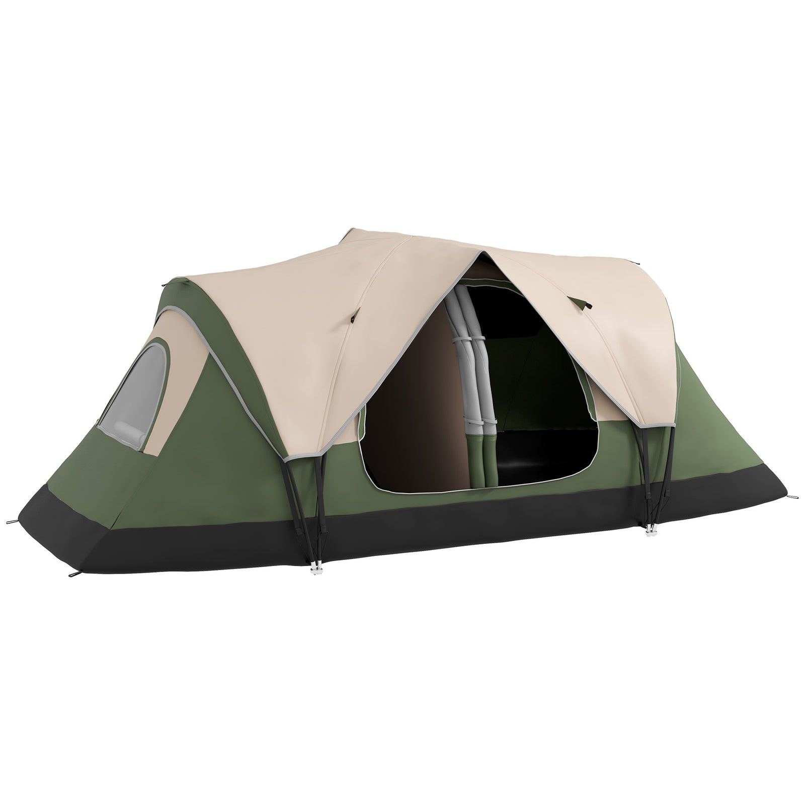 Camping Tent for 6-8 Man with 2000mm Waterproof Rainfly and Carry Bag for Fishing Hiking Festival, Dark Green