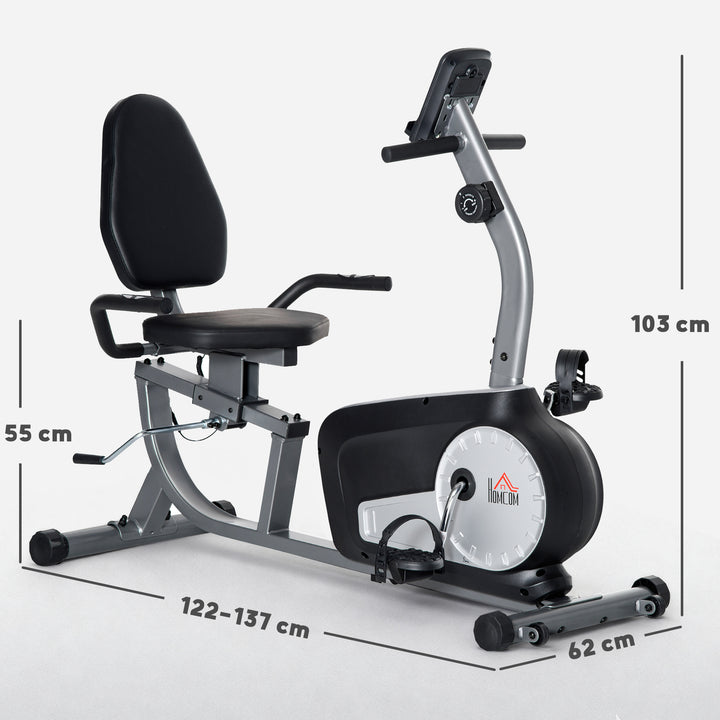 HOMCOM Exercise Bike with LCD Display, Stationary Bike with Quiet 8-Level Magnetic Resistance, Adjustable Seat and Backrest, Indoor Cycling Exercise Equipment for Home Gym Fitness Workout Training