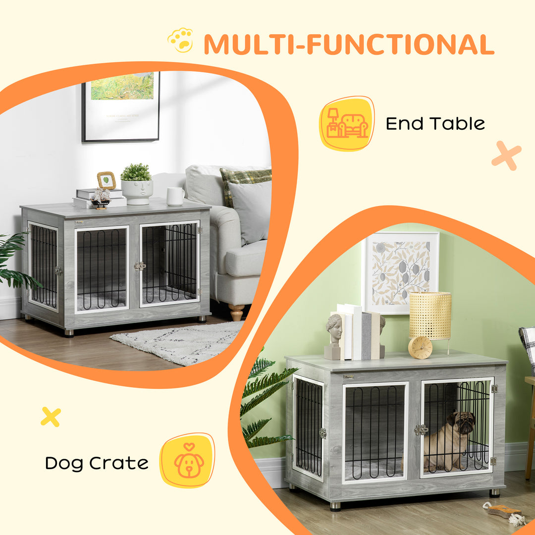 PawHut Dog Crate Furniture Side End Table w/ Soft Washable Cushion, Indoor Dog Kennel with Wire Mesh, Large Top, for Medium and Large Dogs | Aosom UK