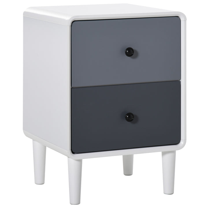 Modern Side Cabinet Nightstand Home Organizer with 2 Storage Drawer Unit for Bedroom, Living Room