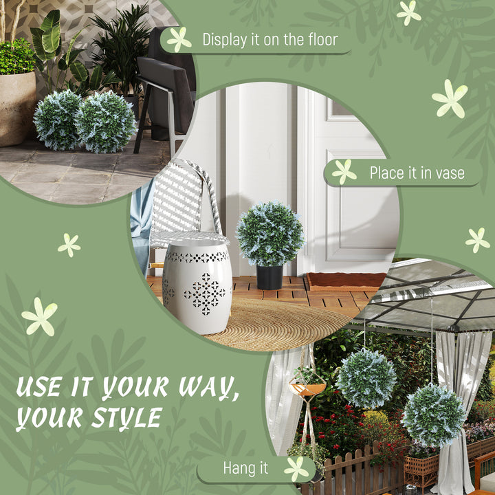 Set of 2 Artificial Plant Topiary Balls, UV-protected Fake Decorative 