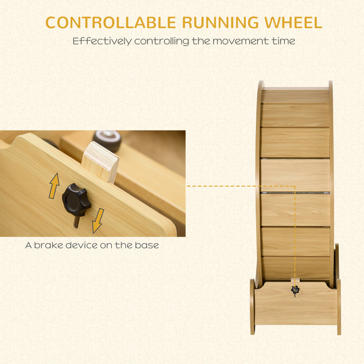 30" Wooden Cat Running Wheel with Brake, Natural Wood Finish