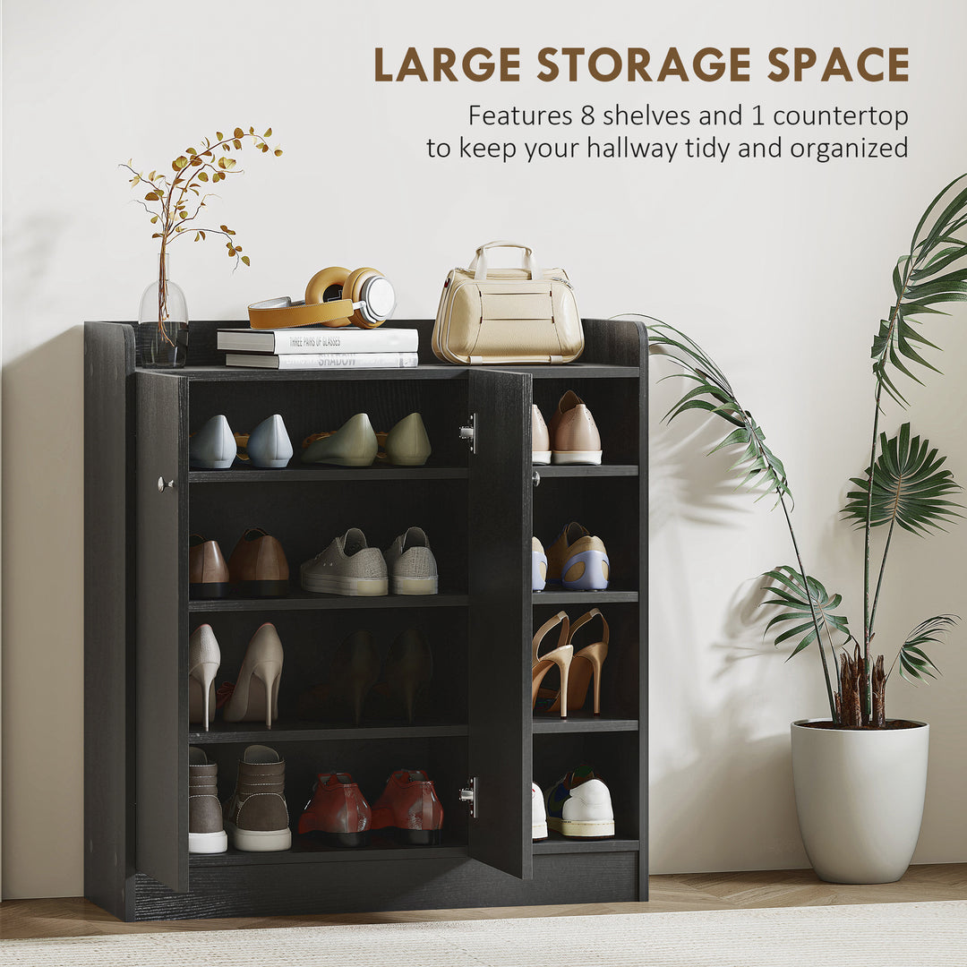 Shoe Storage Cabinet with Adjustable Shelves - Black