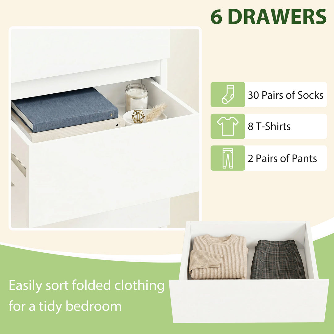 Chest of Drawers High Gloss Finish 6 Drawer Dresser Space Saving Slim - view 5