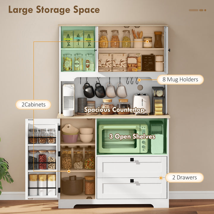 Kitchen Cupboard, Freestanding Kitchen Cabinet with 2 Cabinets, 2 Draw