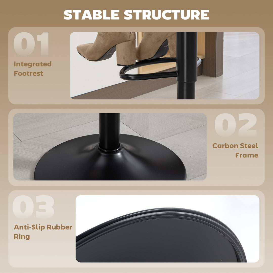 Bar Stools Set of 2, Modern Swivel Barstools with Footrest for Kitchen