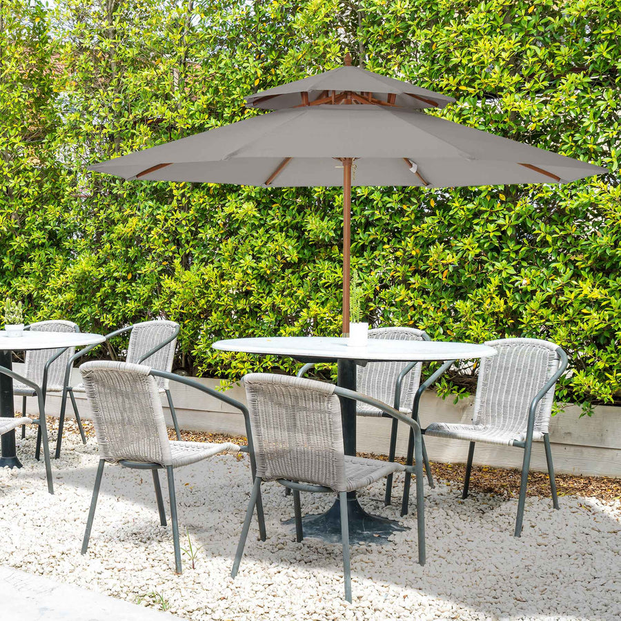2.7m Elegant Wooden Frame Parasol Umbrella - Grey