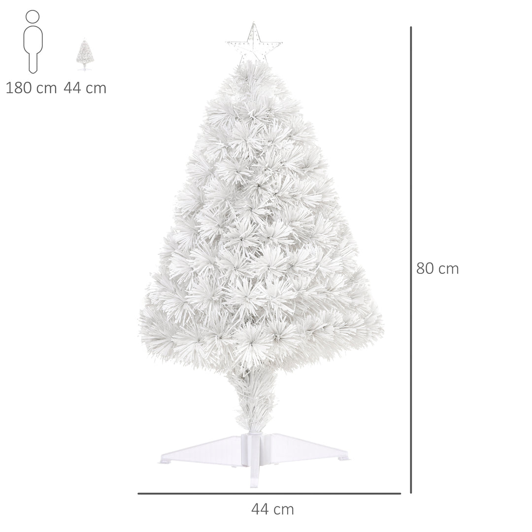 MCL 2.5FT Prelit Artificial Tabletop Christmas Tree with Fibre Optics Holiday Home Xmas Decoration for Table and Desk, White