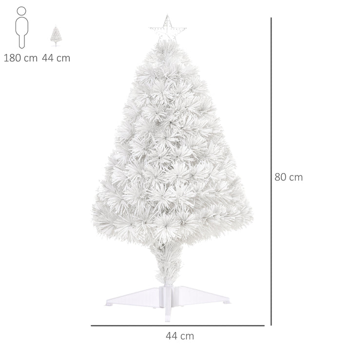 MCL 2.5FT Prelit Artificial Tabletop Christmas Tree with Fibre Optics Holiday Home Xmas Decoration for Table and Desk, White