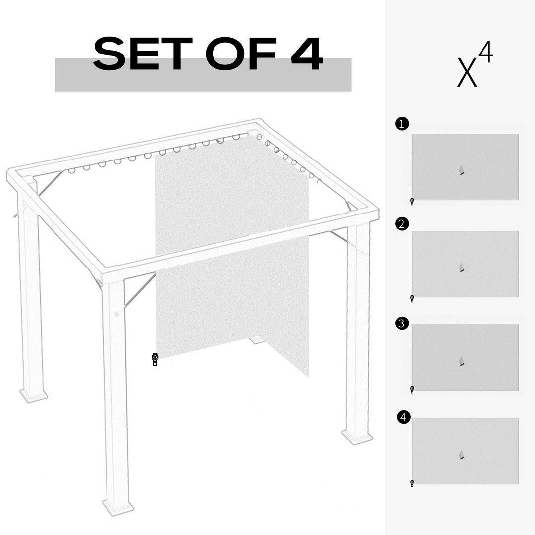 4 Pack Replacement Gazebo Curtains Privacy Panel for Most 3 x 4m Gazebo Canopy Pavillion Outdoor Shelter Sidewalls Accessories Light Grey
