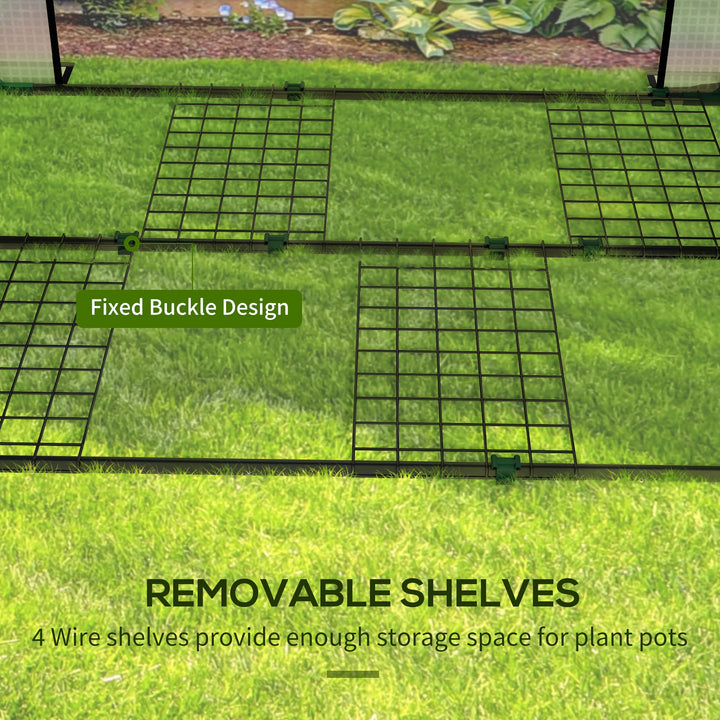 Mini Greenhouse with 4 Wire Shelves, Portable Tomato Greenhouse, Upgraded Garden Grow House for Plants with Roll Up Door and Vents, 100 x 80 x 150cm, White