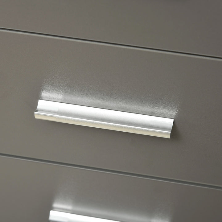 MCL Freestanding Printer Stand Unit Office Desk Side Mobile Storage w/ Wheels 3 Drawers, 2 Open Shelves Modern Style 80L x 40W x 65H cm - Grey