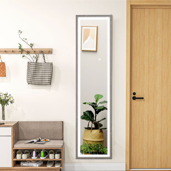 Full Length Mirror, with Adjustable Outer Light, Grey