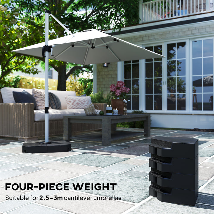 Umbrella Weights for Cantilever Parasols, Set of 4 Heavy Duty Parasol Base Stand Weights, 80kg Sand or 60kg Water Filled, Black