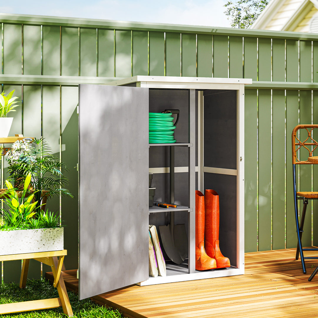 MCL Wooden Small Shed, Garden Storage Shed with Shelves and Bolt Latch, 75L x 56W x115H cm, Grey