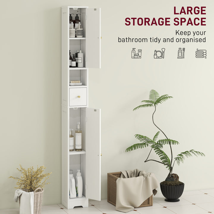 185 cm Tall Bathroom Cabinet with Arched Doors - White