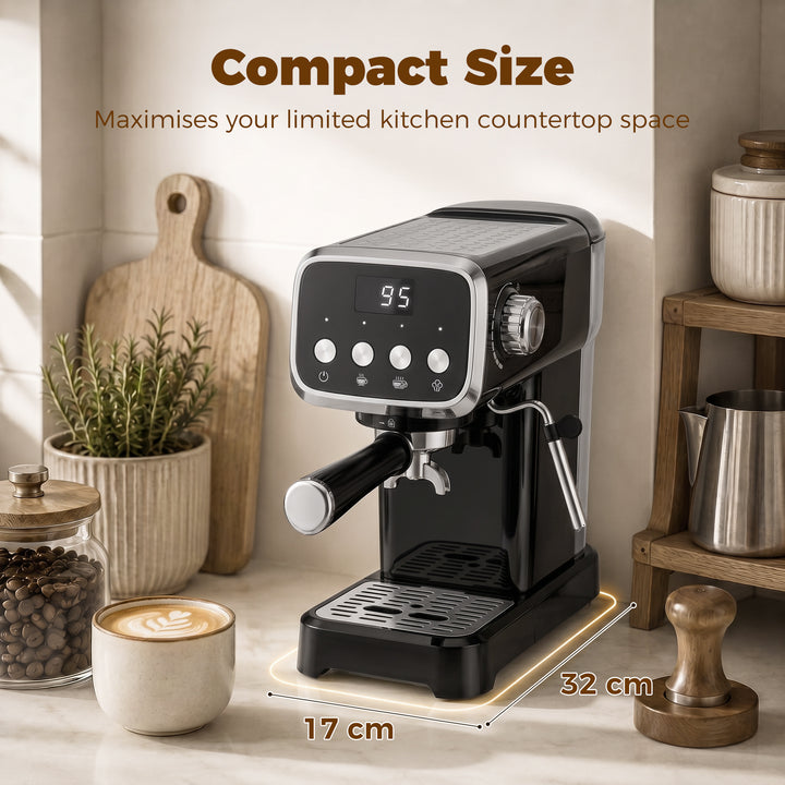 Espresso Machine, 20-Bar Cappuccino Coffee Maker with Frother Wand, 1.