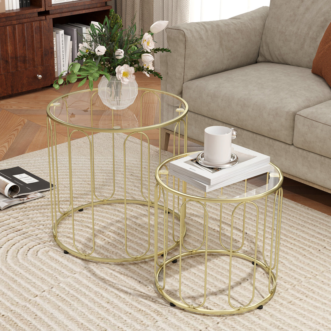 Elliptical Cut-Out Nesting Tables - Gold-Tone
