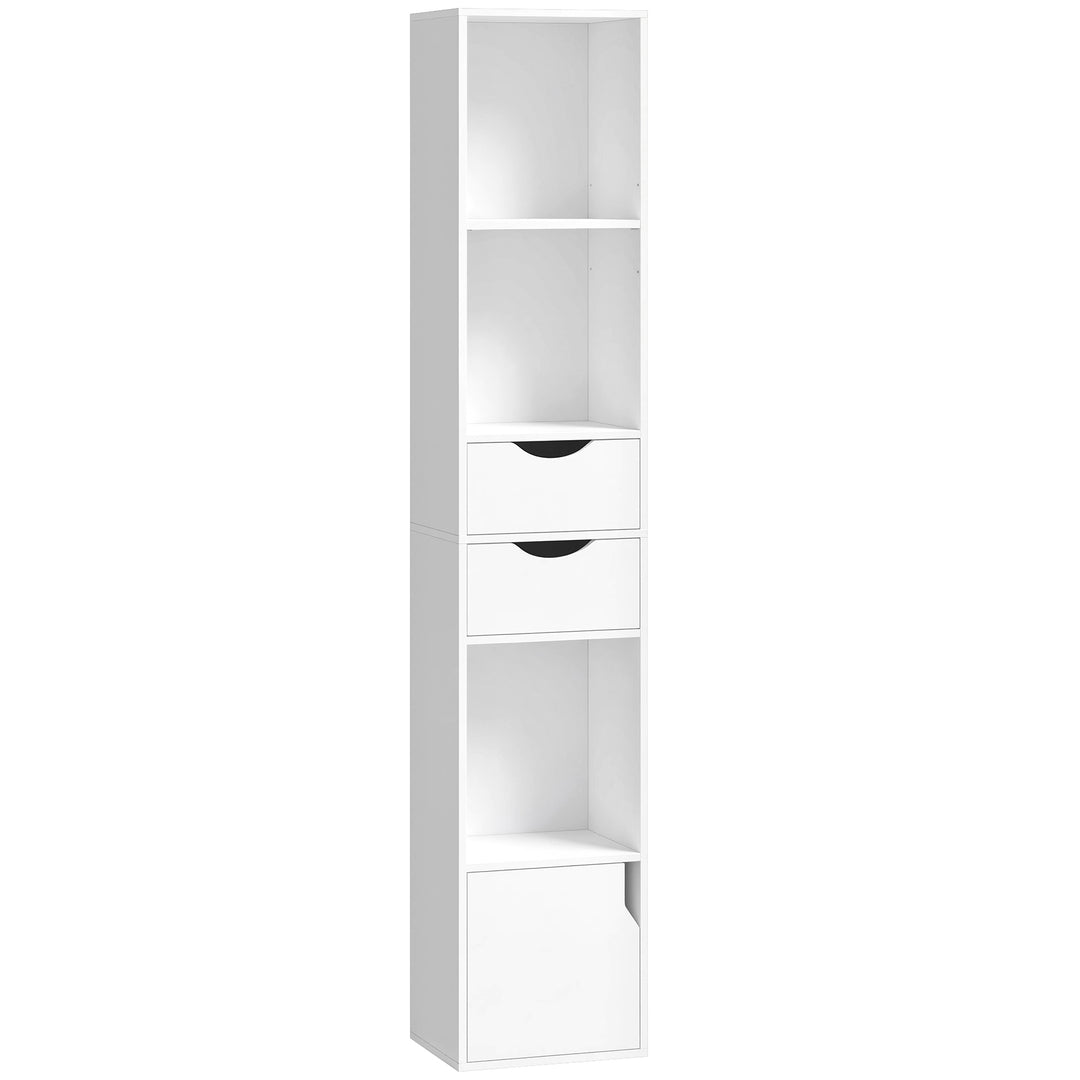 Bookcase with Drawers Adjustable Shelf Bookshelf with 2 Drawers and Ca